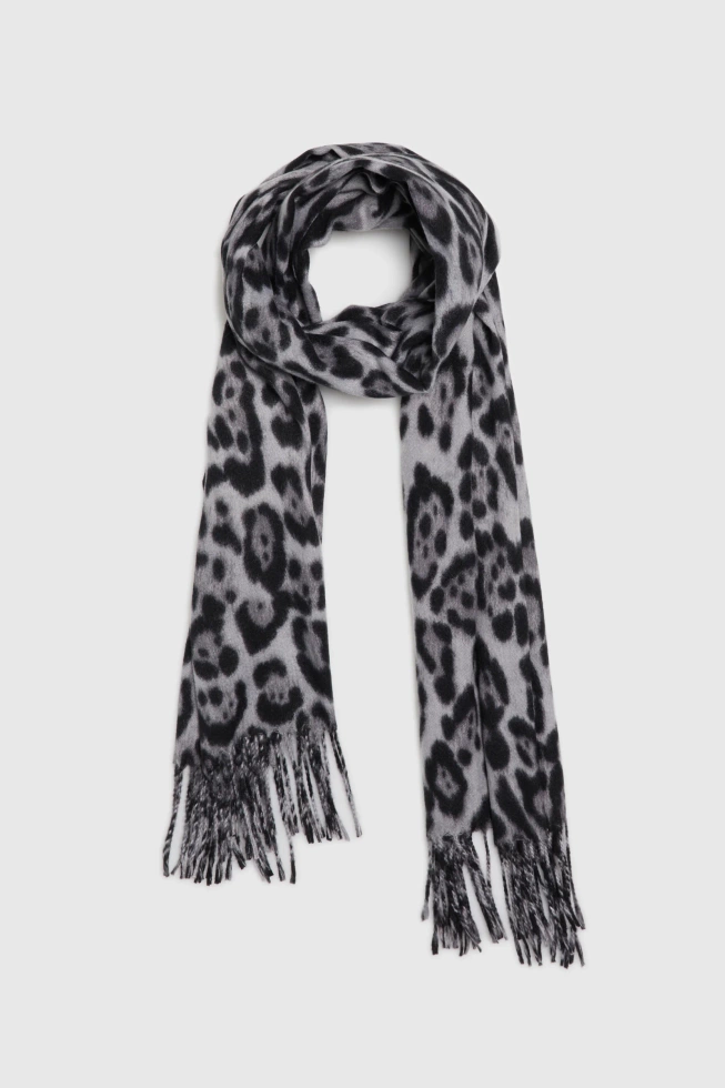 Szal w panterkę szary