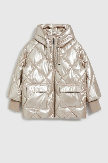 Pikowana kurtka z dużymi kieszeniami beżowa