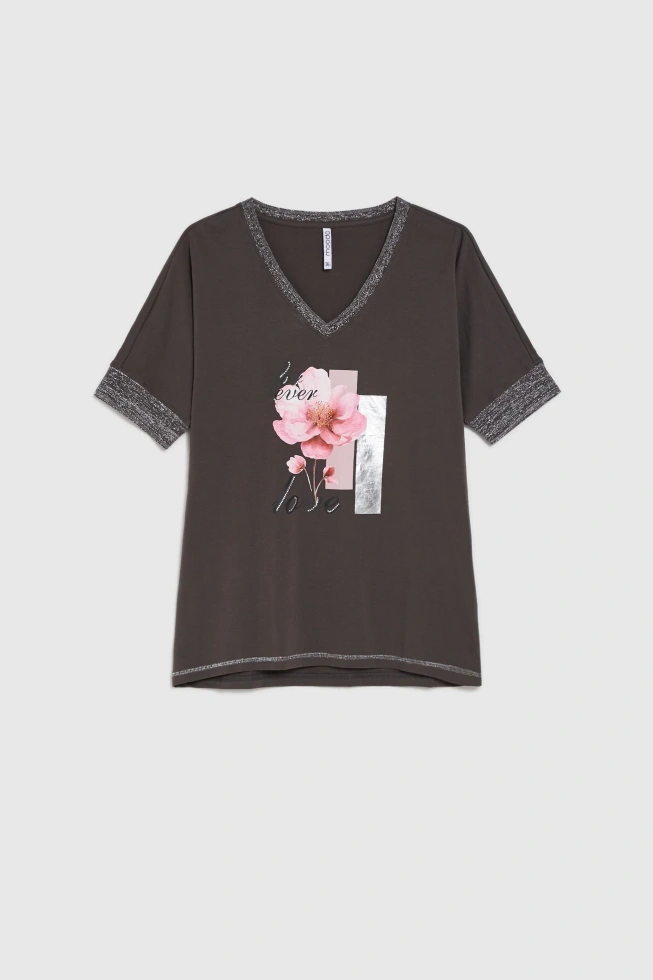 Bluzka z nadrukiem brązowa