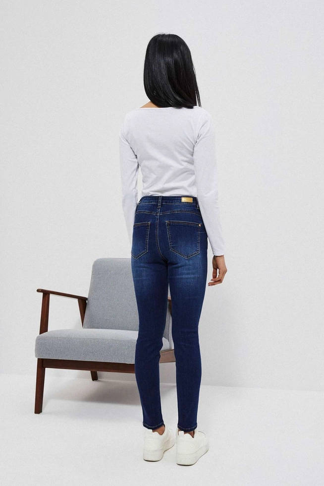 Jeansy push up z przetarciami na udach granatowe