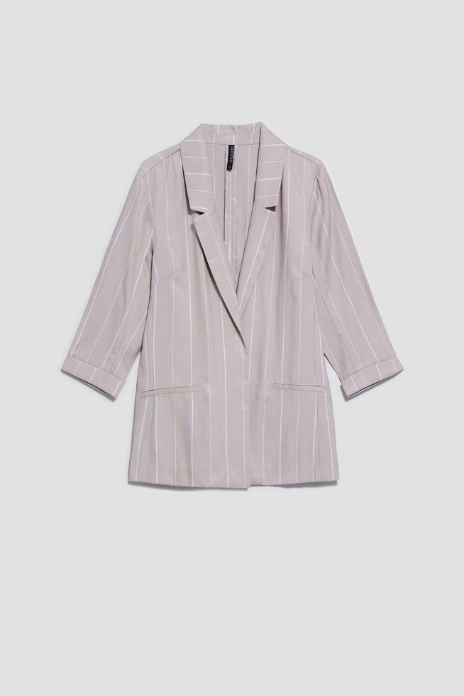 Marynarka w paski piaskowa