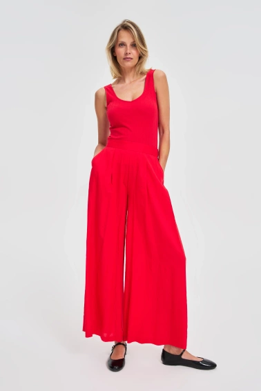 Prążkowany top czerwony