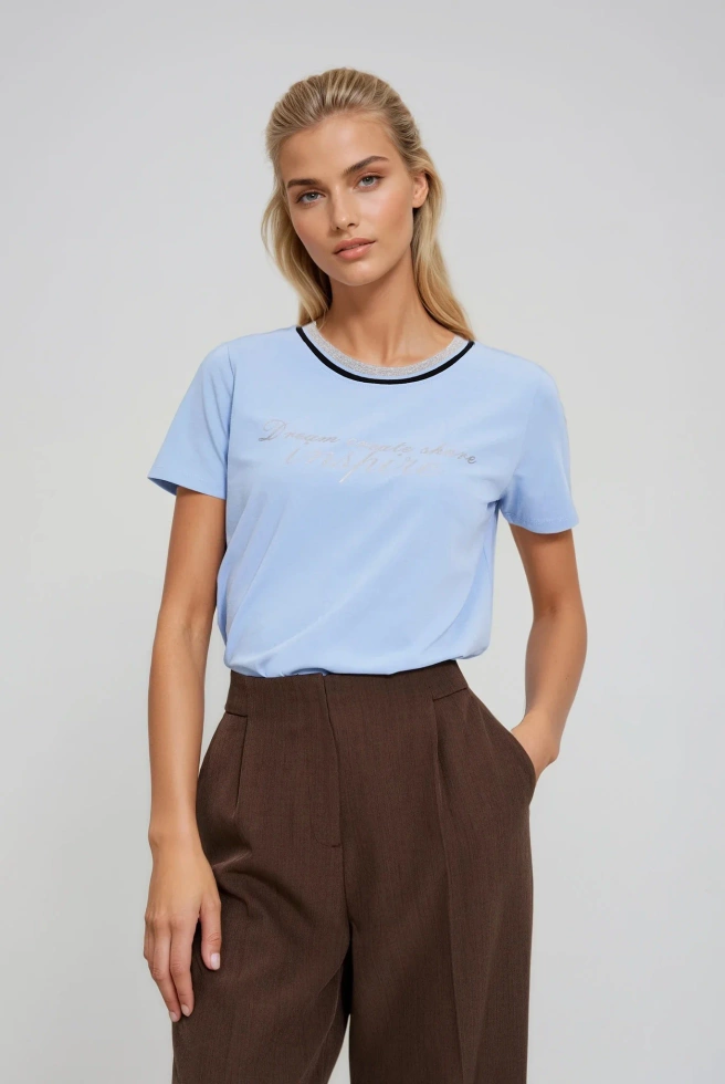 Bluzka z napisem błękitna