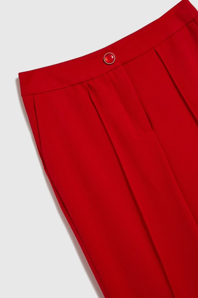 Spodnie z nogawkami w kant czerwone
