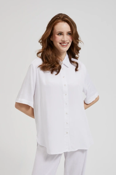 Biała wiskozowa koszula z kołnierzykiem