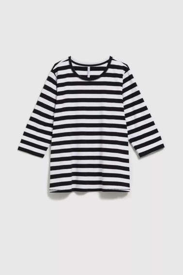 Bluzka w paski z rękawami 3/4 czarno-biała