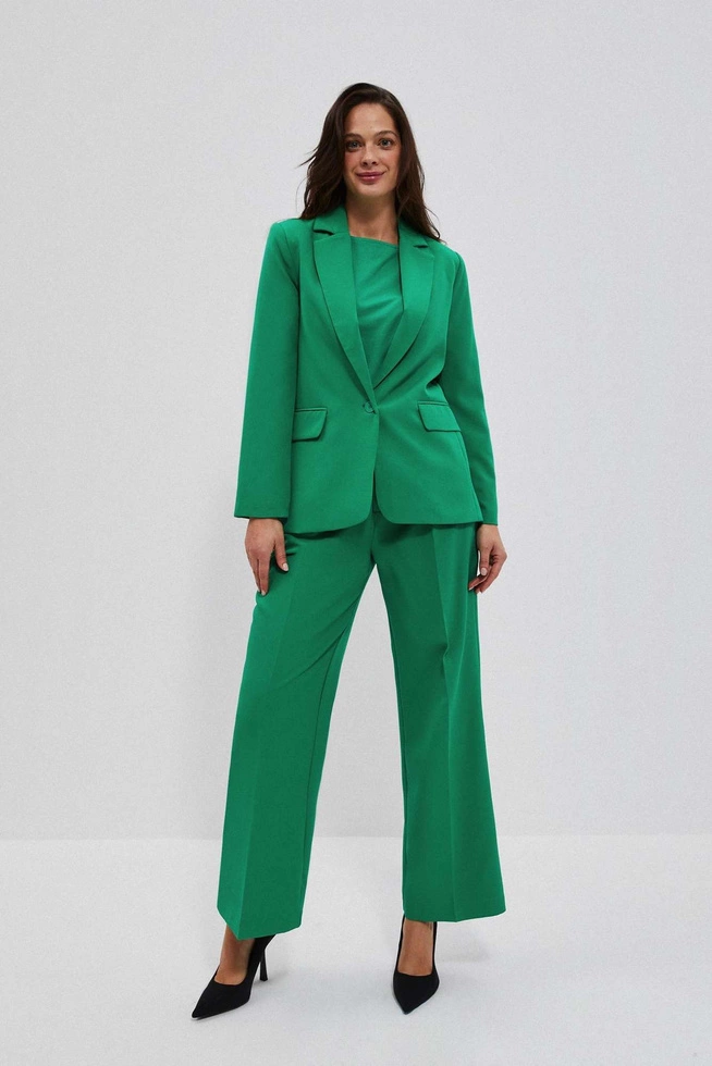 Jednorzędowa gładka marynarka zielona