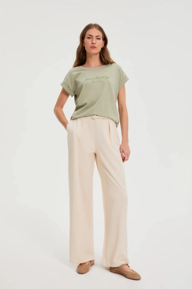 Bluzka z napisem oliwkowa