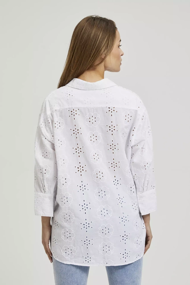 Koszula oversize z rękawami 3/4 biała