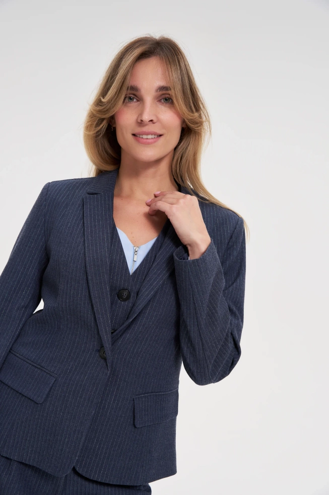 Marynarka w paski granatowa