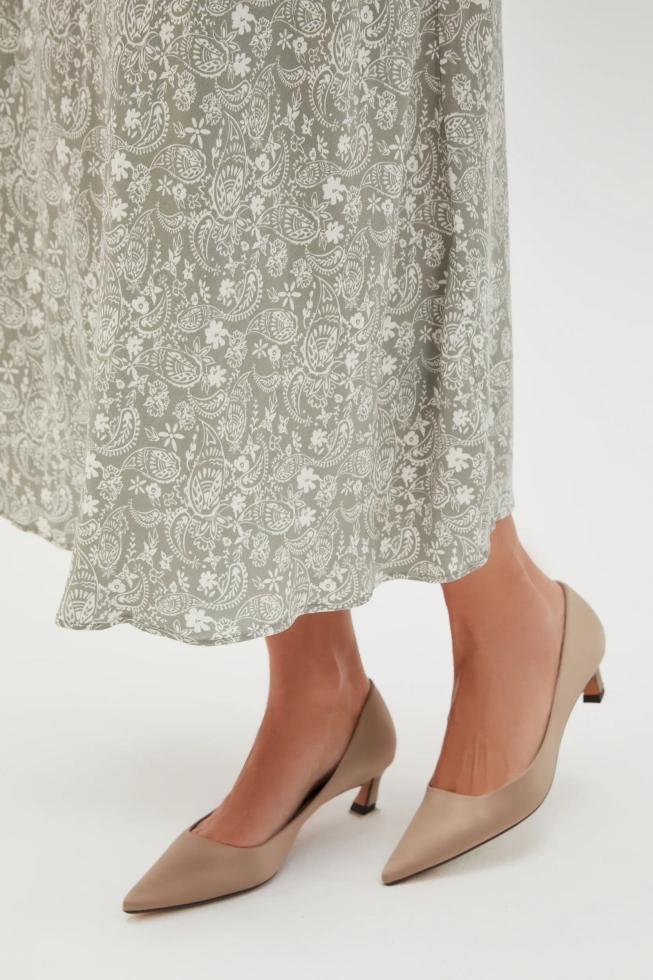 Wiskozowa spódnica midi oliwkowa