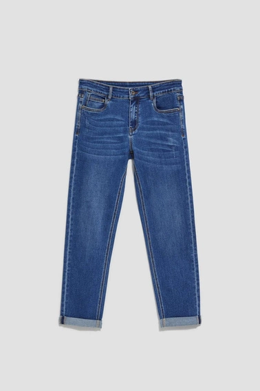 Jeansy granatowe z prostą nogawką