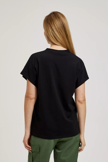 Bawełniana bluzka z dekoltem czarna