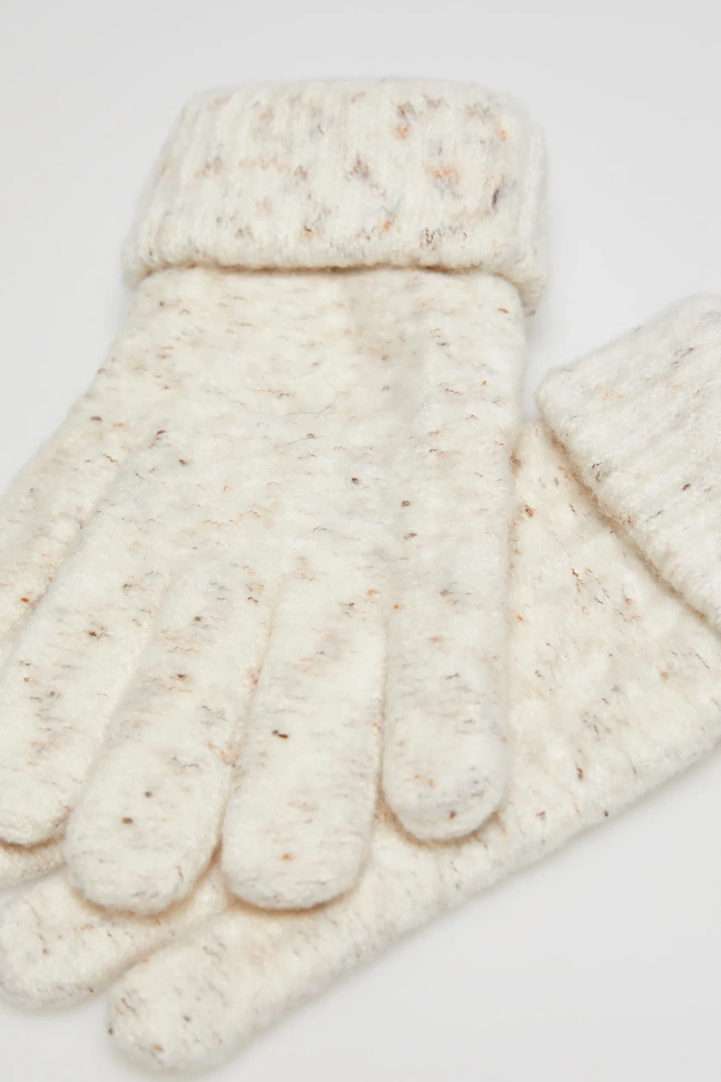 Dzianiowe rękawiczki ecru