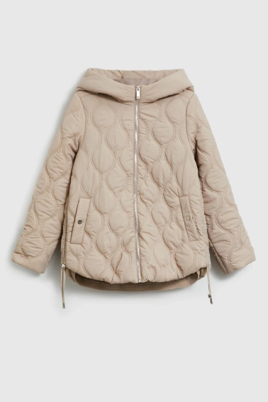 Pikowana kurtka z kapturem beżowa