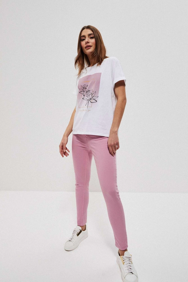 Gładkie spodnie różane