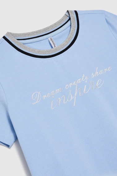 Bluzka z napisem błękitna