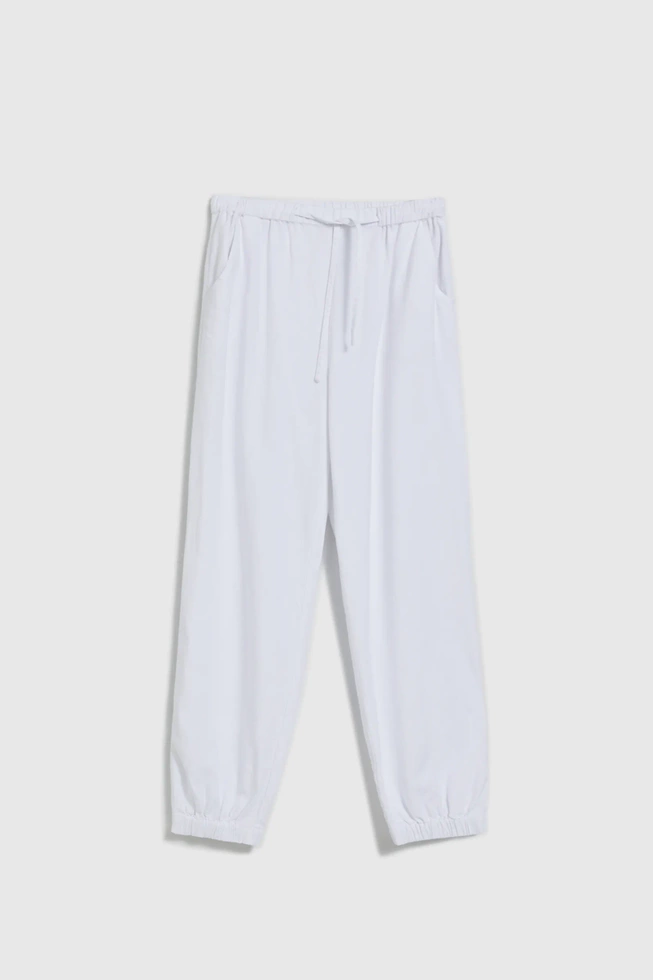 Gładkie wiskozowe spodnie białe