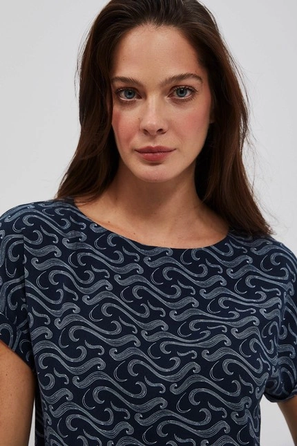 Koszula z printem granatowa