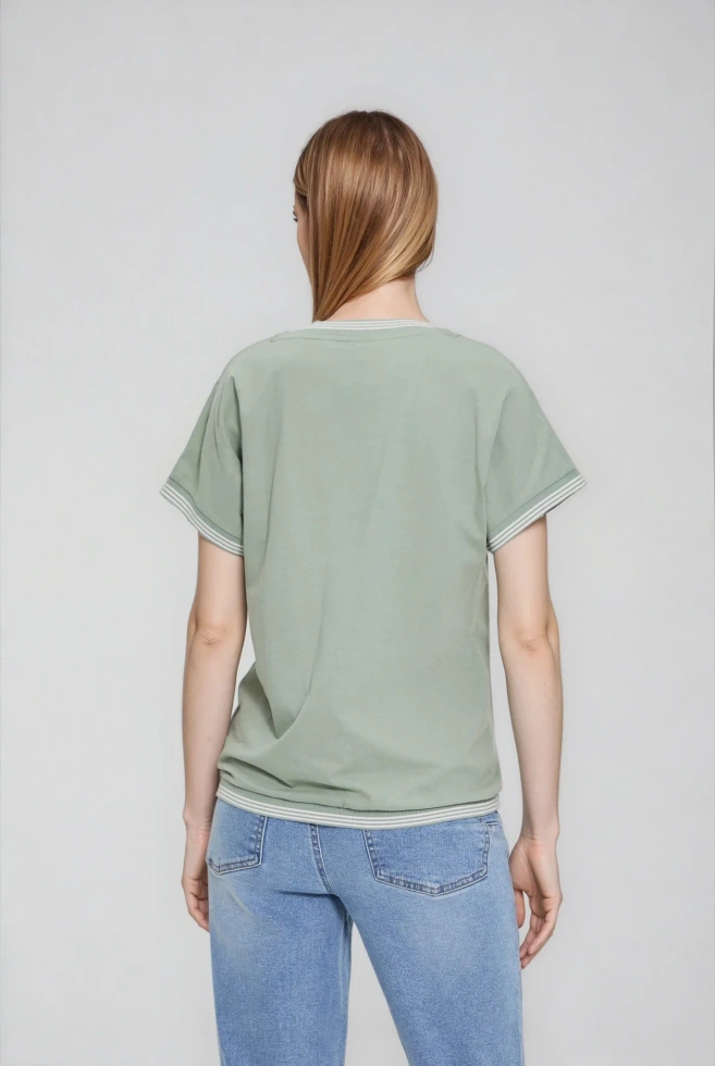 Bluzka z bawełny oliwkowa