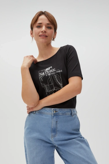 Bluzka z nadrukiem i napisem czarna