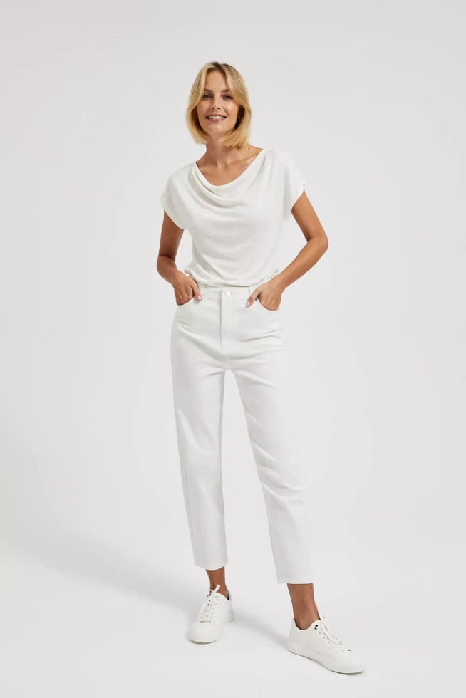 Jeansy mom fit białe