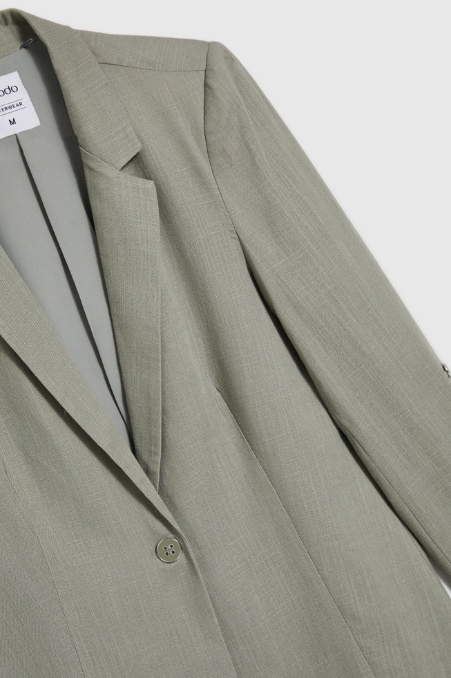 Marynarka z wiskozy i lnu oliwkowa