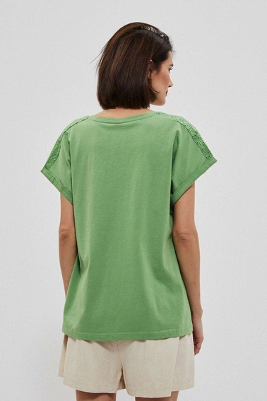 Bawełniana bluzka z wiązaniem malahitowa