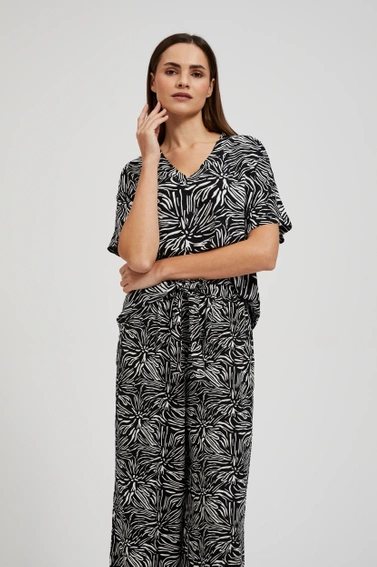 Wiskozowa koszula z wzorem czarna