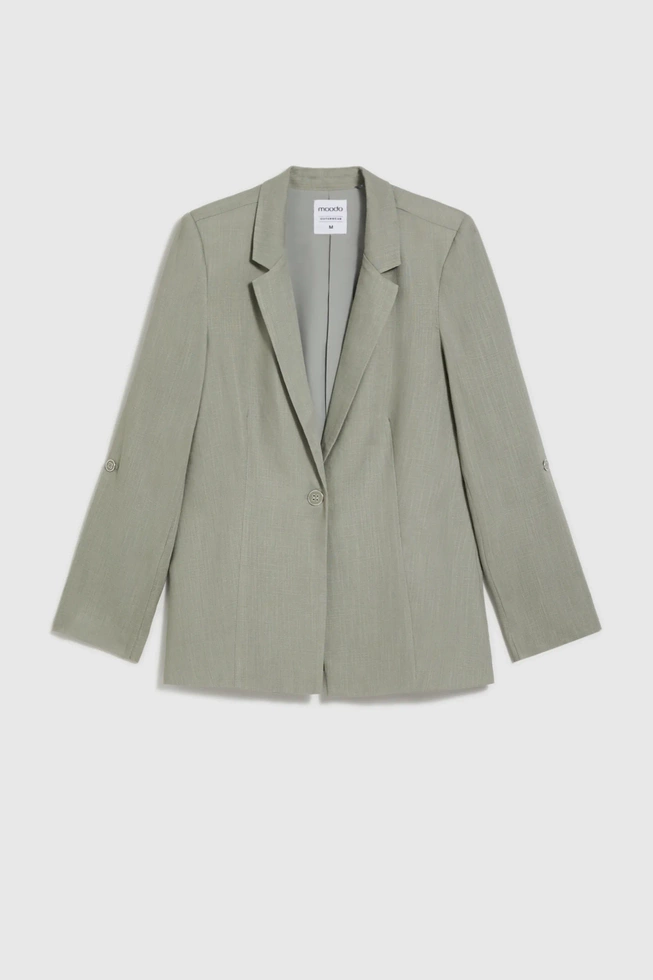 Marynarka z wiskozy i lnu oliwkowa