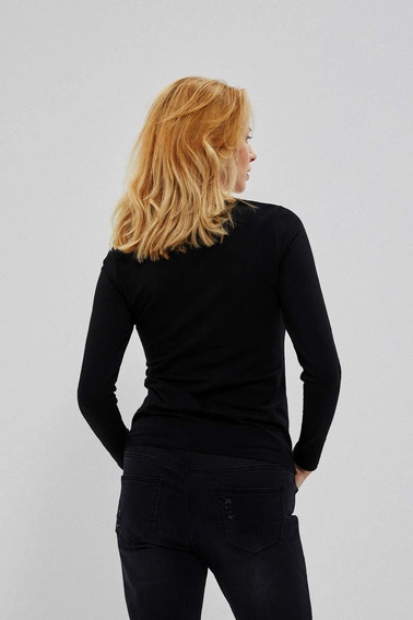 Bluzka z cekinowym napisem czarna