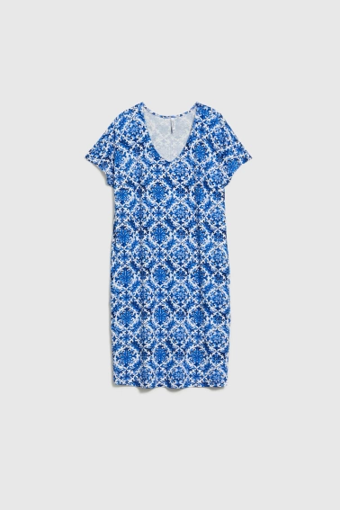 Wzorzysta sukienka niebieska 