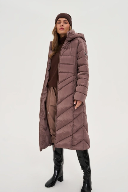 Kurtka z paskiem brązowa