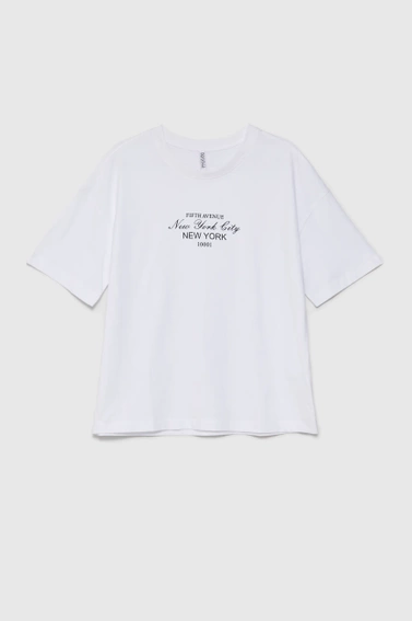 Bawełniany biały t-shirt z napisem