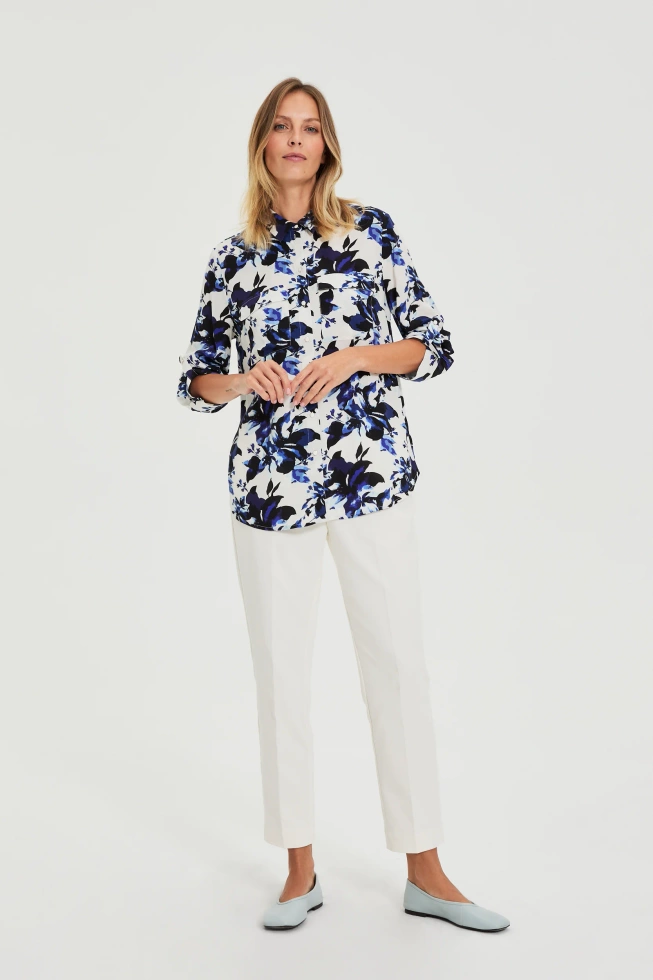 Koszula w kwiaty biała