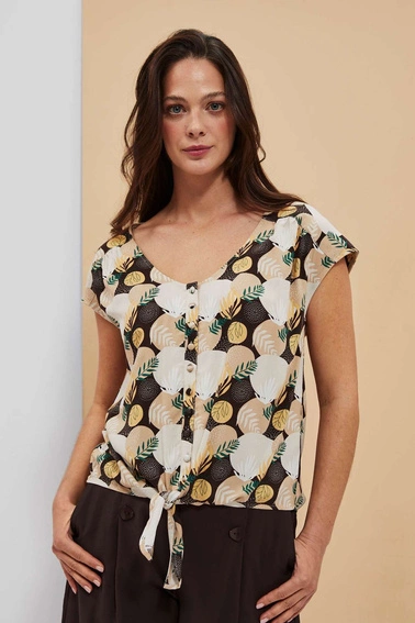 Koszulowa bluzka z wiązaniem 