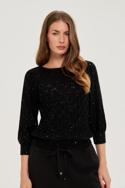Sweter z cekinami czarny