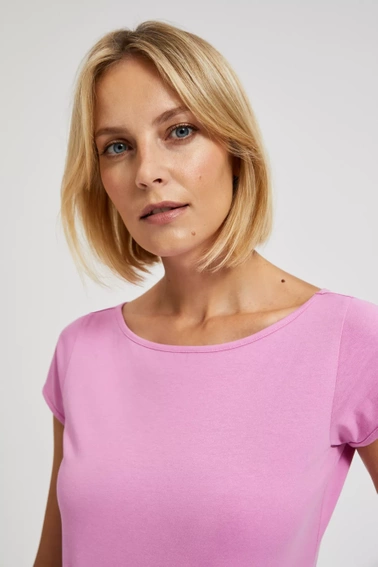 T-shirt różowy z okrągłym dekoltem