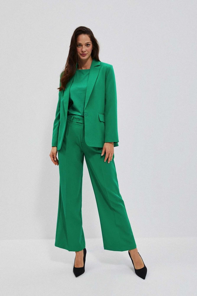 Jednorzędowa gładka marynarka zielona