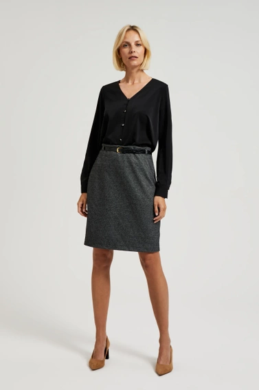 Gładka koszula z ozdobnymi guzikami czarna