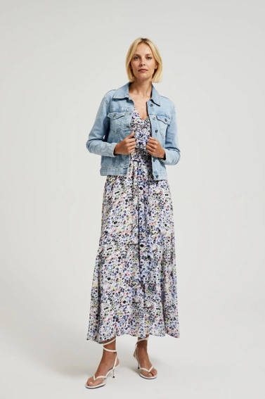 Jeansowa kurtka zapinana na guziki niebieska