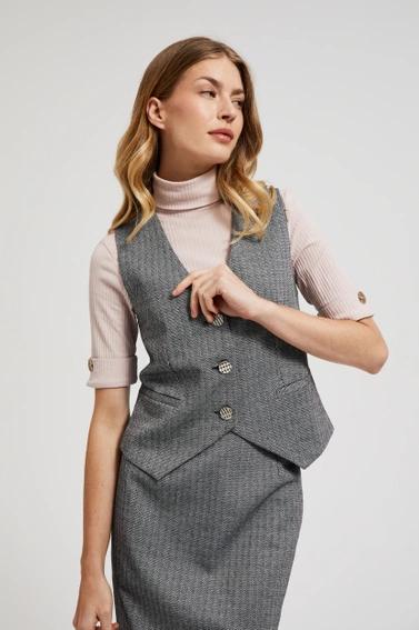 Elegancka kamizelka z guzikami w kolorze srebrnym szara