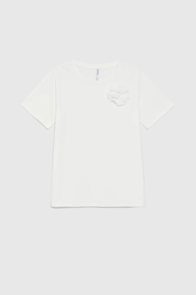 T-shirt w kwiatem biały