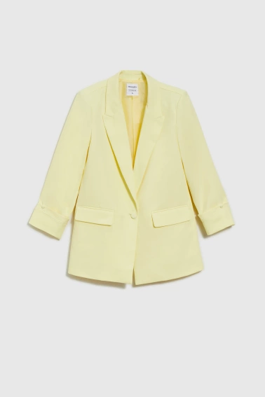 Marynarka z podwijanymi rękawami żółta