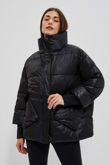 Pikowana kurtka z kołnierzem czarna
