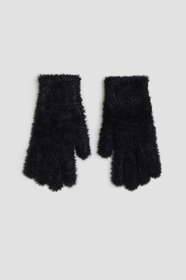 Futrzane rękawiczki czarne