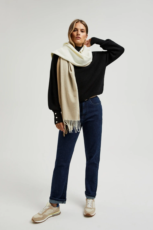 Szalik z frędzlami beżowy