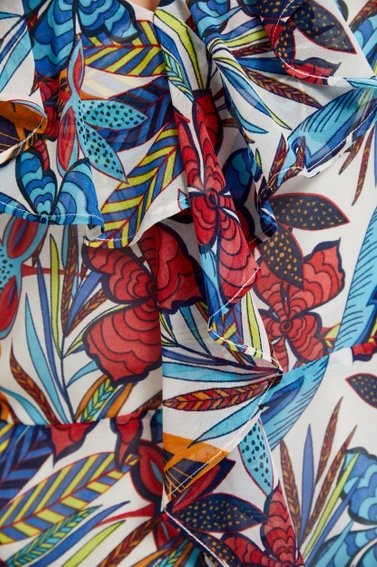 Sukienka w kwiaty midi czerwona