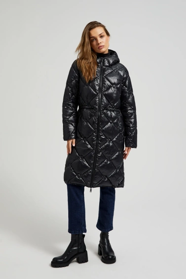 Pikowana kurtka ze ściągaczem czarna 