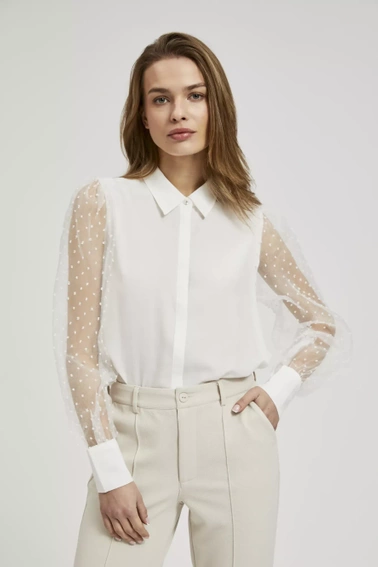 Koszula z ażurowymi rękawami biała